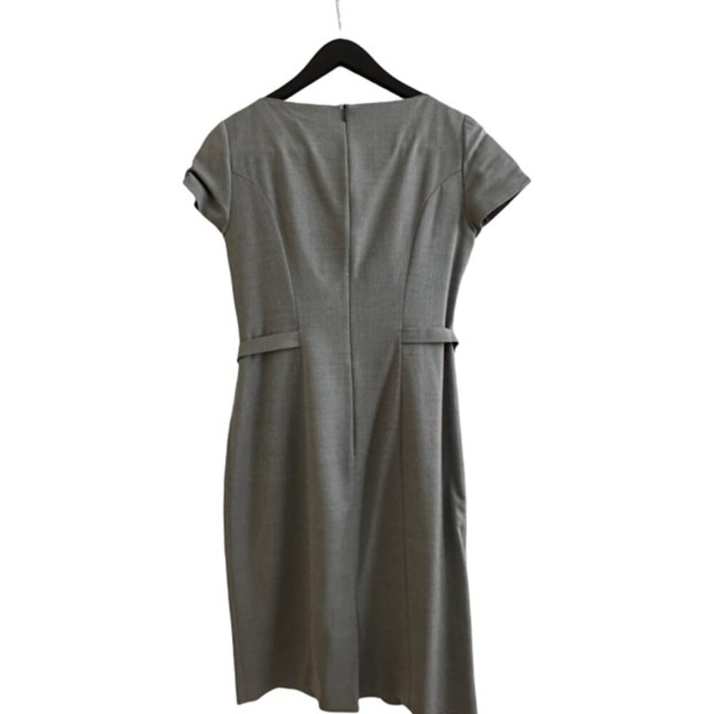 Hugo Boss Black and White Herringbone Wool Blend Dress - Size 6 - Picture 2 of 14